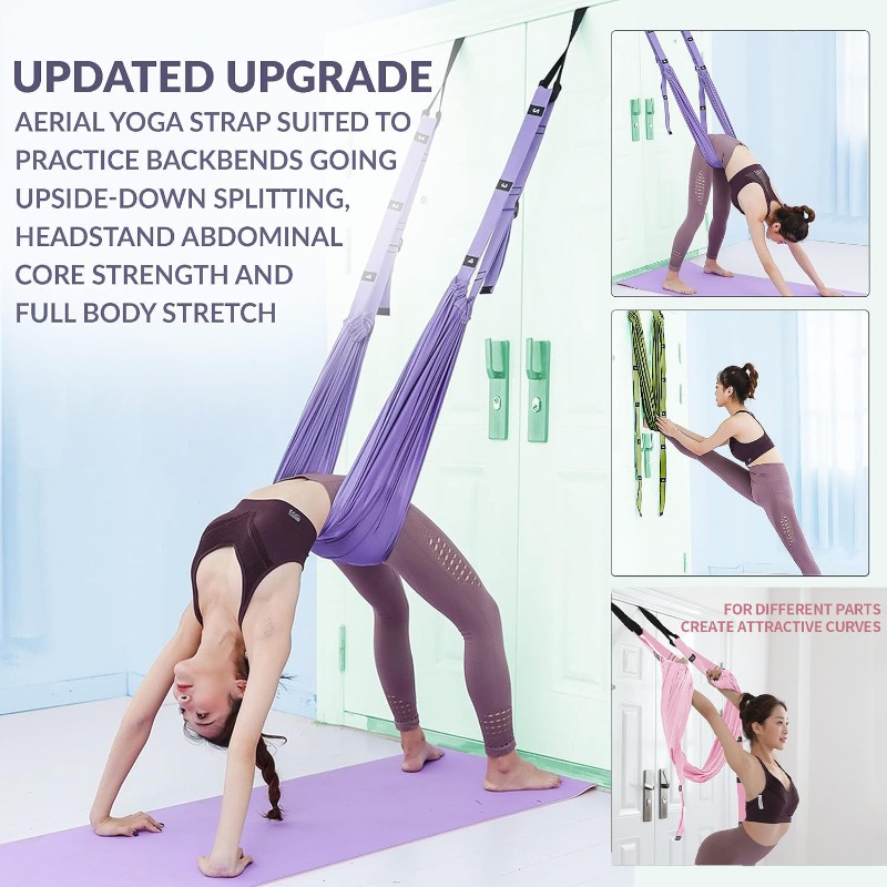Stretch Strap Yoga - Verstellbares Aerial Yoga Hängematte-Set Pilates Anti-Schwerkraft-Schaukel
